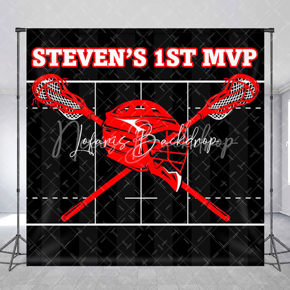 Party Games Name - Custom Name Black Red Lacrosse 1st