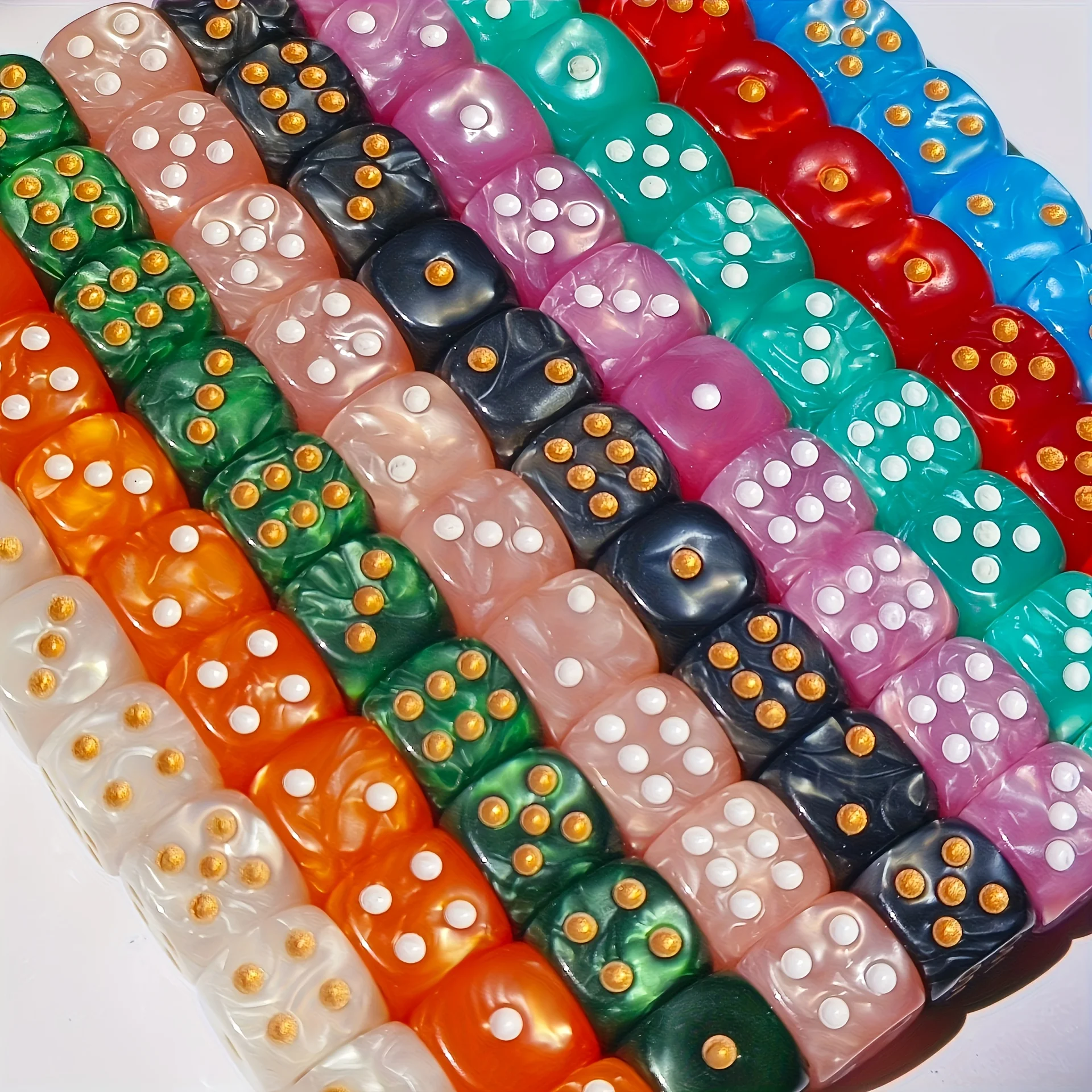 10Pcs 12mm Pearl Swirl D6 Dice - Party Games Indoor ulasan dan harga