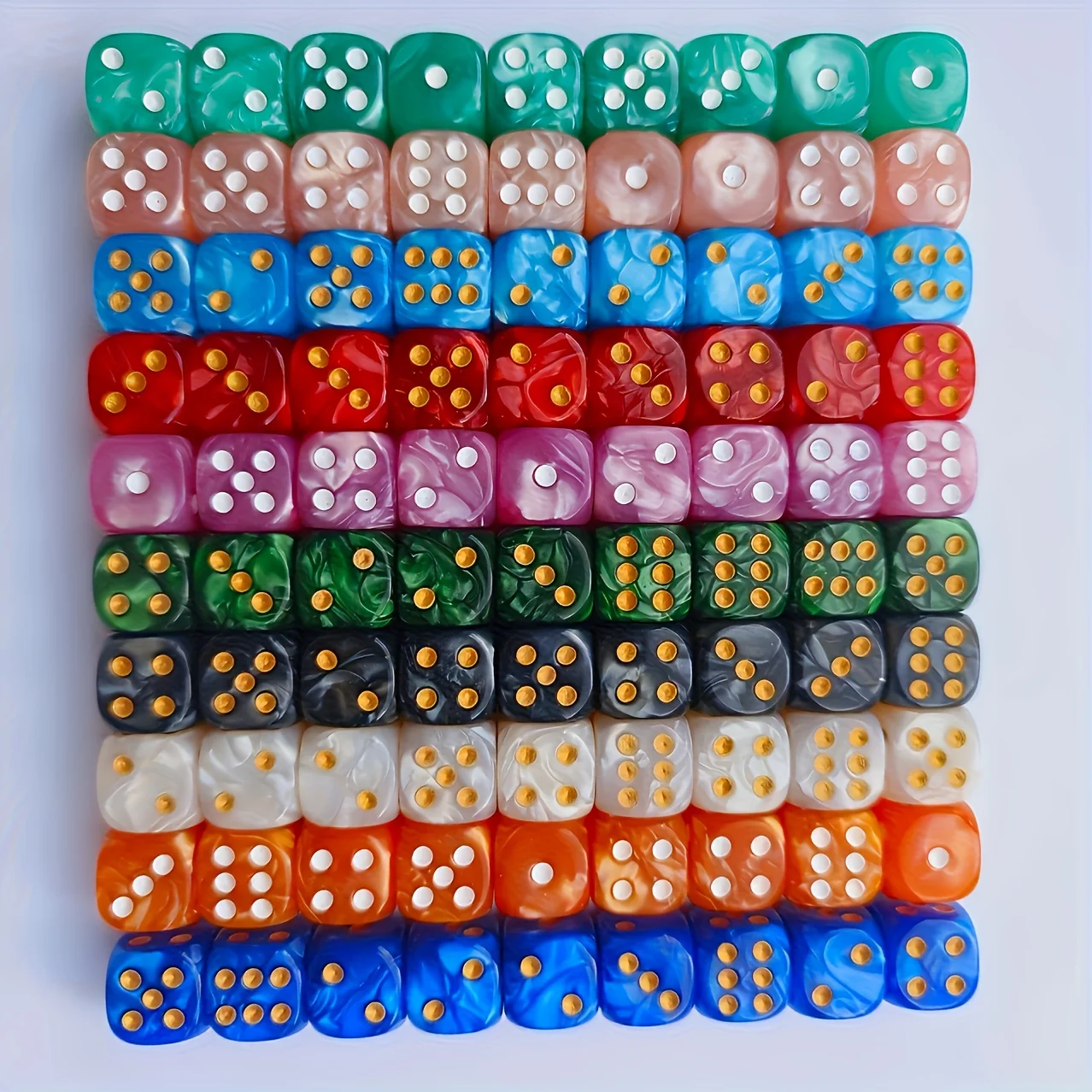 10Pcs 12mm Pearl Swirl D6 Dice - Party Games Indoor ulasan dan harga