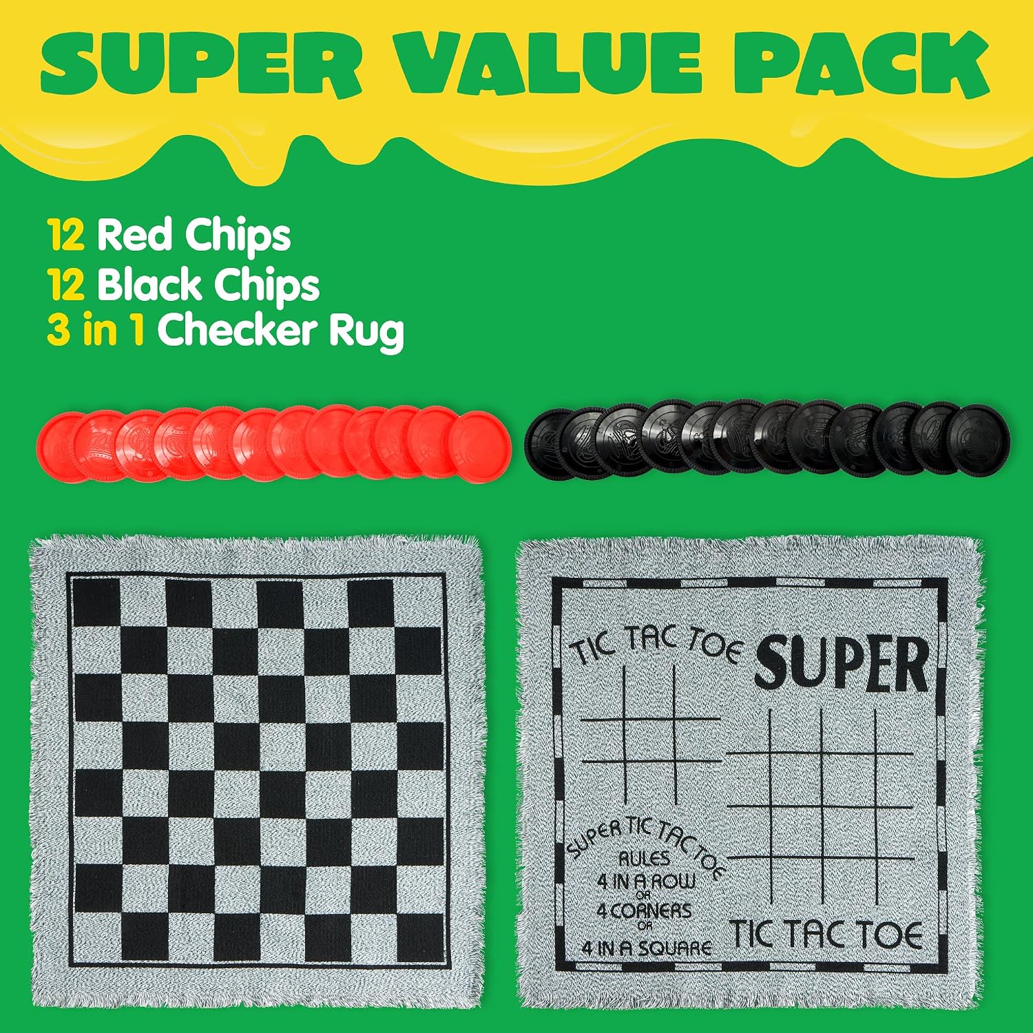 3-in-1 Vintage Giant Checkers, - Tic Tac Toe Giant ulasan dan harga