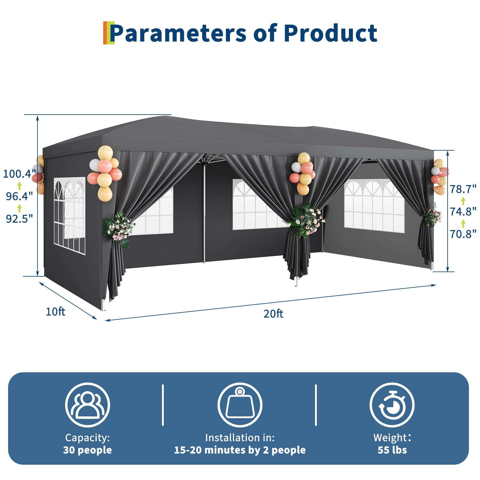 10x20 Pop Up Canopy Tent With  - Party Games Indoor ulasan dan harga