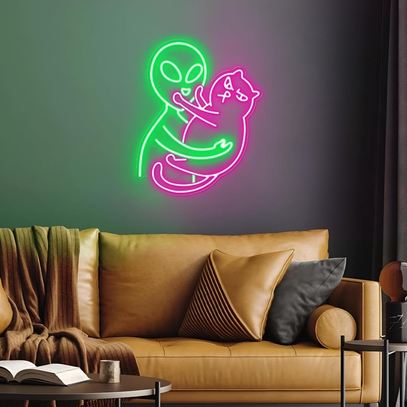 Alien Cat Neon Sign,Green Alie - Party Games Best ulasan dan harga
