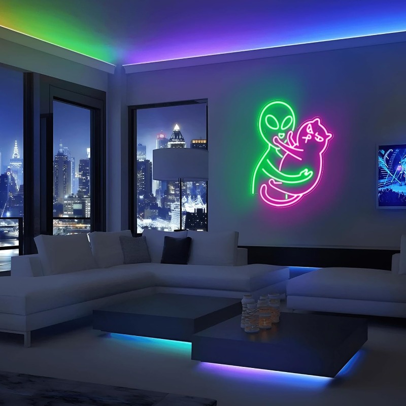 Alien Cat Neon Sign,Green Alie - Party Games Best ulasan dan harga